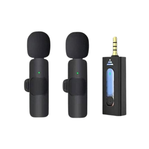 K35 Wireless Lavalier Microphone (Dual Mic) – 2.4GHz Noise Reduction Lapel Mic with 3.5mm Receiver for Mobile, Camera, Vlogging & Recording