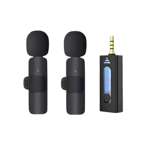 K35 Wireless Lavalier Microphone (Dual Mic) – 2.4GHz Noise Reduction Lapel Mic with 3.5mm Receiver for Mobile, Camera, Vlogging &amp; Recording