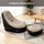 Luxury Inflatable Lounge Chair with Ottoman Modern Air Sofa Set for Living Room & Bedroom - With Air Compressor