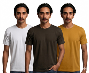 Pack of 3 Premium Half Sleeves Round Neck Plain Color T-Shirts for Men & Boys – Soft Comfortable Fabric