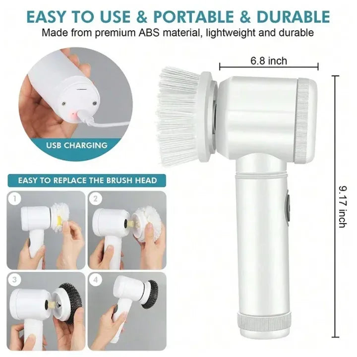 Electric Spin Scrubber White ABS Multi-Functional